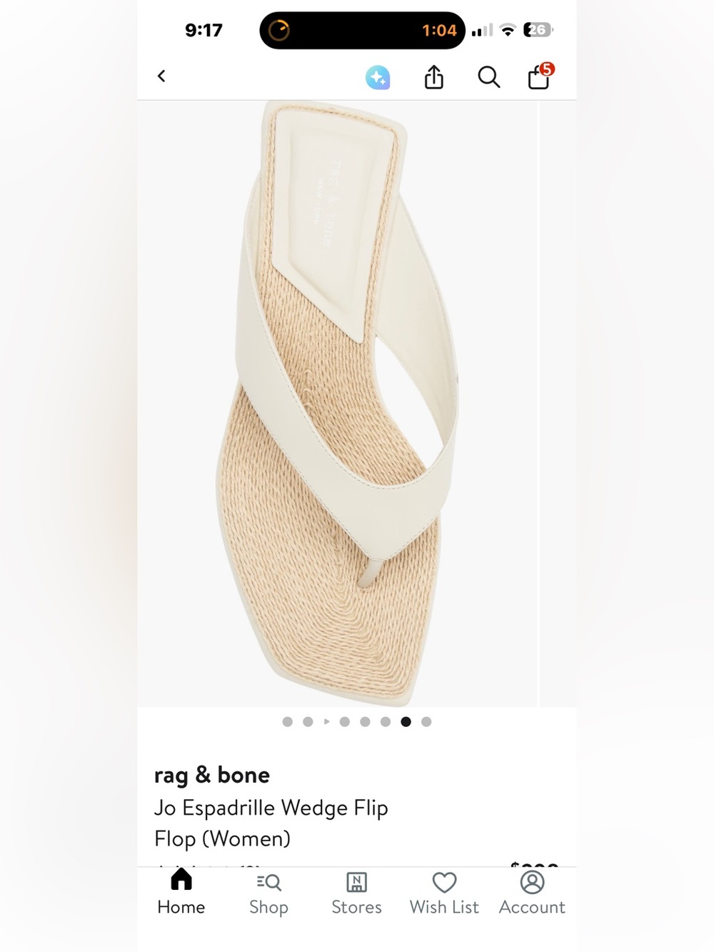 rag & bone Cream Leather Jo Espadrille Wedge Flip